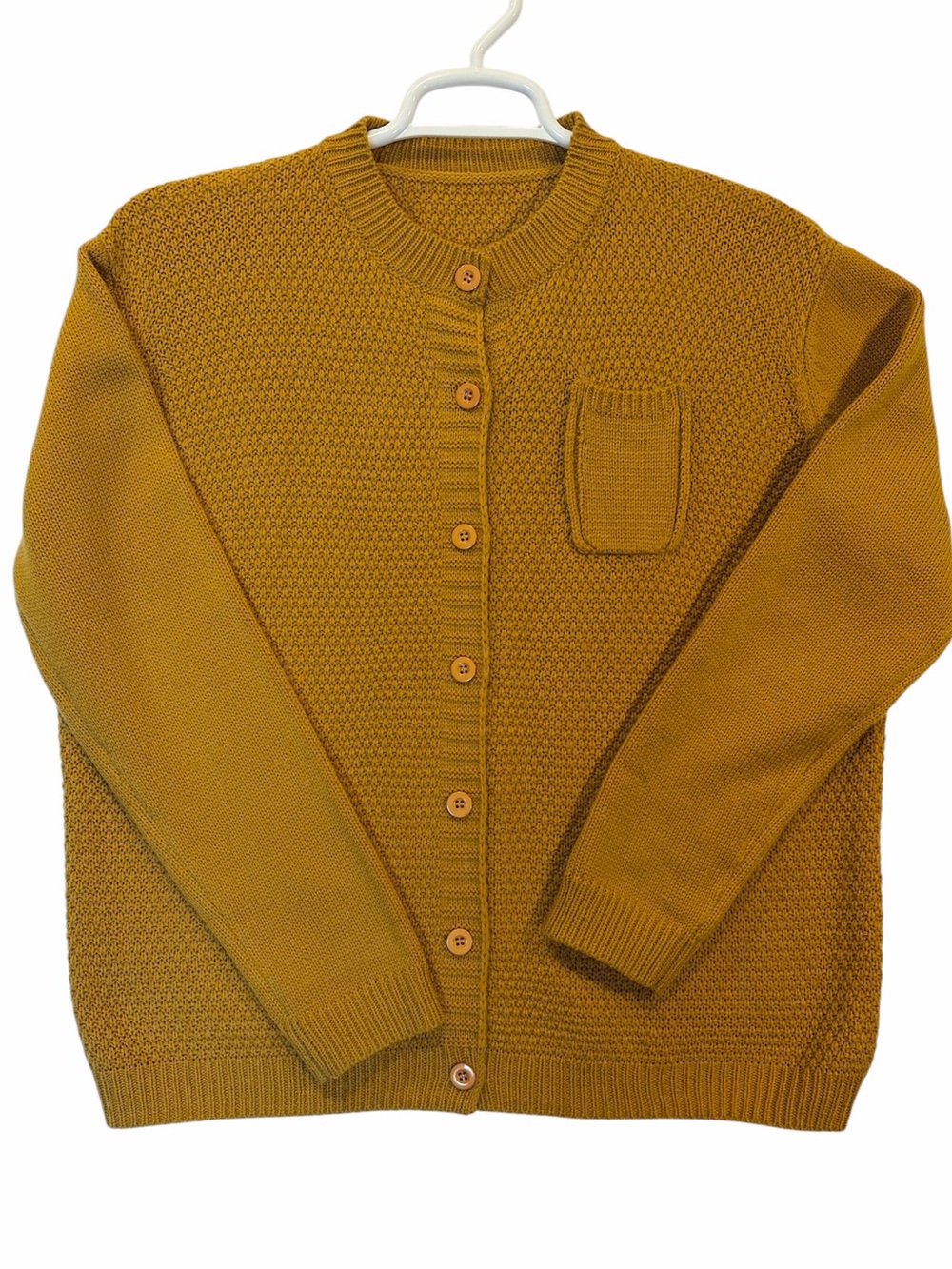 Pretty Mustard Knit Button-Up Sweater Cardigan. Size XL
